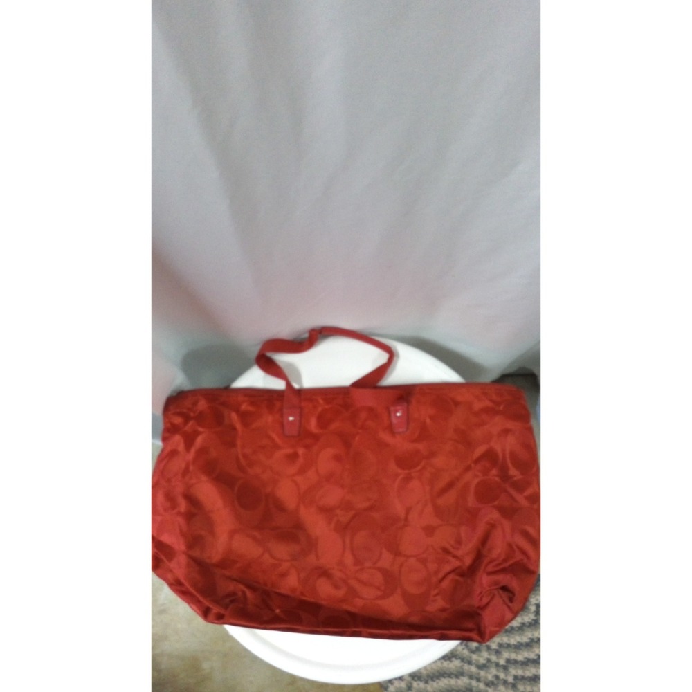 Coach Red Signature Tote Bag‎ with dual handles - Picture 4 of 4